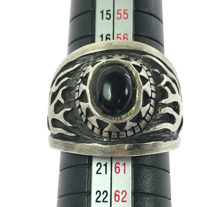 【中古品】【メンズ】 SV925 BLACK STONE FIRE PATTERN RING ブラック ストーン ファイヤー パターン リング アクセサリー 192-260906-rt-29-tagh カラー：シルバー 万代Net店