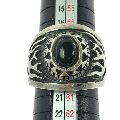 【中古品】【メンズ】 SV925 BLACK STONE FIRE PATTERN RING ブラック ストーン ファイヤー パターン リング アクセサリー 192-260906-rt-29-tagh カラー：シルバー 万代Net店