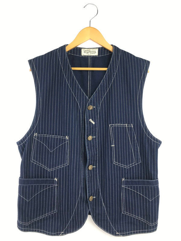 【中古品】【メンズ】 FREEWHEELERS UNION SPECIAL OVERALLS フリーホイラーズ ユニオン スぺシャル CONDUCTOR VEST INDIGO WABASH STRIPE 145-260906-rt-08-tagh サイズ：44 カラー：インディゴ 万代Net店