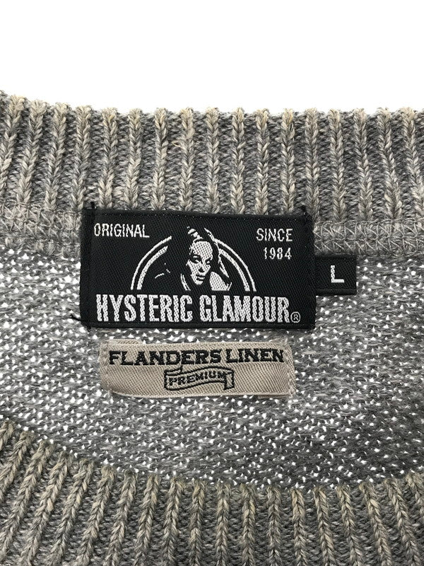【中古品】【メンズ】 HYSTERIC GLAMOUR ヒステリックグラマー FLANDERS LINEN S/S KNIT GRAY 0261NS04 フランダース リネン ショートスリーブ ニット トップス 140-260904-rt-44-tagh サイズ：L カラー：グレー 万代Net店