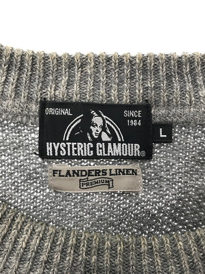 【中古品】【メンズ】 HYSTERIC GLAMOUR ヒステリックグラマー FLANDERS LINEN S/S KNIT GRAY 0261NS04 フランダース リネン ショートスリーブ ニット トップス 140-260904-rt-44-tagh サイズ：L カラー：グレー 万代Net店