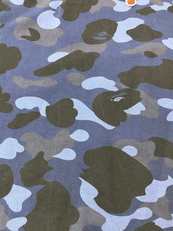 【中古品】【メンズ】 A BATHING APE アベイシングエイプ CAMO S/S POLO SHIRT 001P0D301009X カモフラ柄 ショートスリーブ ポロシャツ トップス 142-260904-rt-43-tagh サイズ：L カラー：ブルー 万代Net店