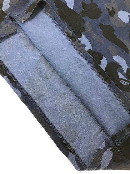【中古品】【メンズ】 A BATHING APE アベイシングエイプ CAMO S/S POLO SHIRT 001P0D301009X カモフラ柄 ショートスリーブ ポロシャツ トップス 142-260904-rt-43-tagh サイズ：L カラー：ブルー 万代Net店