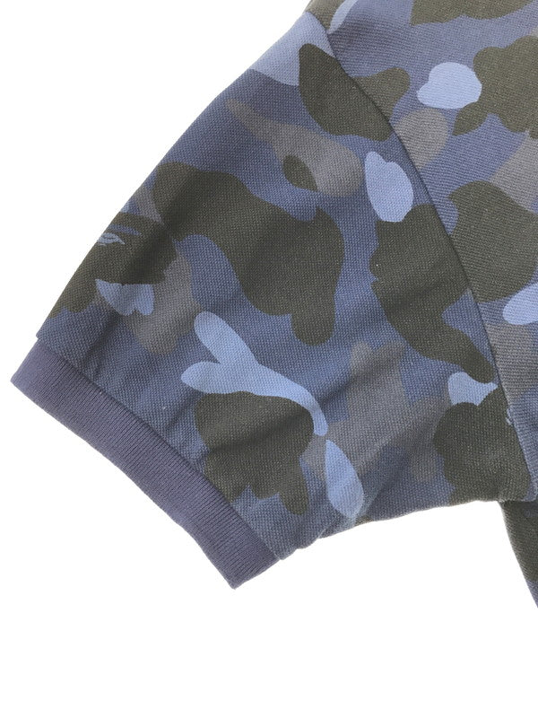 【中古品】【メンズ】 A BATHING APE アベイシングエイプ CAMO S/S POLO SHIRT 001P0D301009X カモフラ柄 ショートスリーブ ポロシャツ トップス 142-260904-rt-43-tagh サイズ：L カラー：ブルー 万代Net店