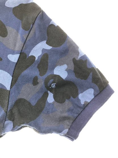 【中古品】【メンズ】 A BATHING APE アベイシングエイプ CAMO S/S POLO SHIRT 001P0D301009X カモフラ柄 ショートスリーブ ポロシャツ トップス 142-260904-rt-43-tagh サイズ：L カラー：ブルー 万代Net店