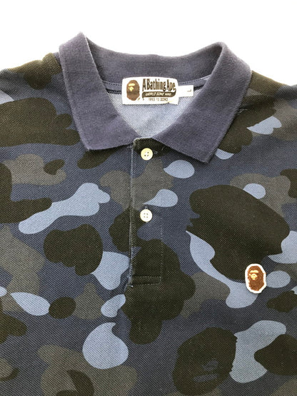 【中古品】【メンズ】 A BATHING APE アベイシングエイプ CAMO S/S POLO SHIRT 001P0D301009X カモフラ柄 ショートスリーブ ポロシャツ トップス 142-260904-rt-43-tagh サイズ：L カラー：ブルー 万代Net店