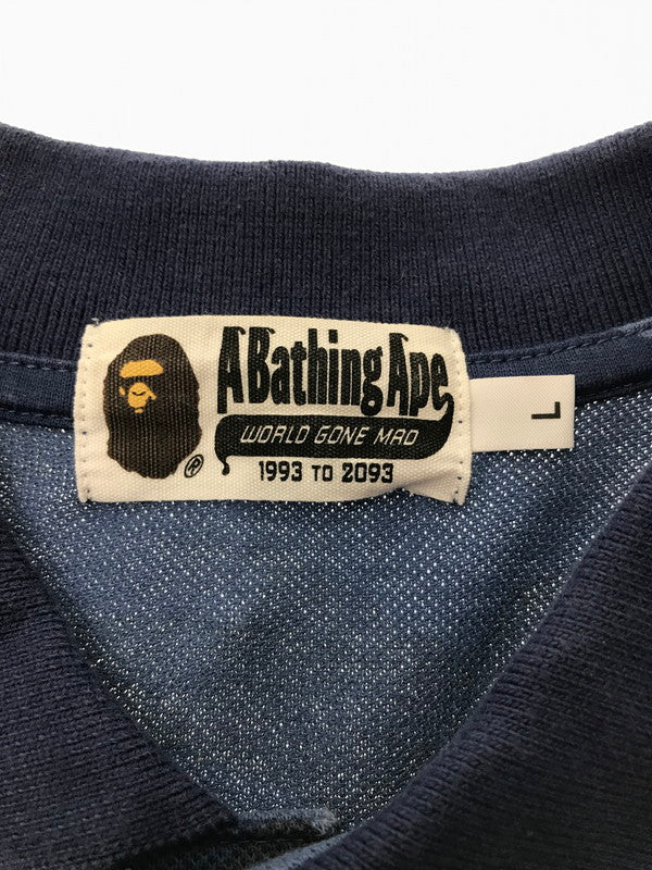 【中古品】【メンズ】 A BATHING APE アベイシングエイプ CAMO S/S POLO SHIRT 001P0D301009X カモフラ柄 ショートスリーブ ポロシャツ トップス 142-260904-rt-43-tagh サイズ：L カラー：ブルー 万代Net店