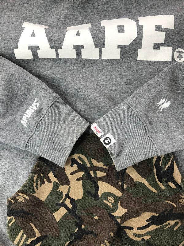 【中古品】【メンズ】 AAPE BY A BATHING APE エーエイプ バイ ア ベイシング エイプ FRONT LOGO HOODIE GRAY ASW2067 フロント ロゴ フーディー パーカー 142-260906-rt-11-tagh サイズ：XL カラー：グレー 万代Net店