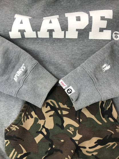【中古品】【メンズ】 AAPE BY A BATHING APE エーエイプ バイ ア ベイシング エイプ FRONT LOGO HOODIE GRAY ASW2067 フロント ロゴ フーディー パーカー 142-260906-rt-11-tagh サイズ：XL カラー：グレー 万代Net店