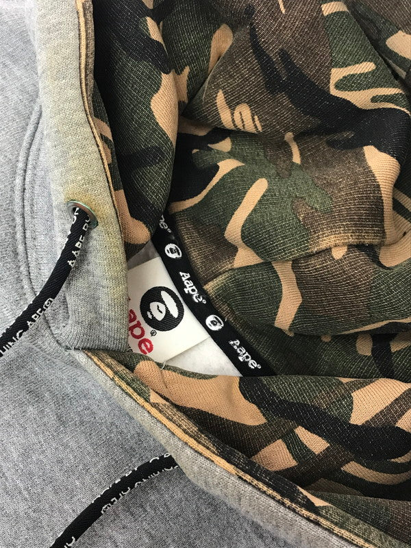 【中古品】【メンズ】 AAPE BY A BATHING APE エーエイプ バイ ア ベイシング エイプ FRONT LOGO HOODIE GRAY ASW2067 フロント ロゴ フーディー パーカー 142-260906-rt-11-tagh サイズ：XL カラー：グレー 万代Net店