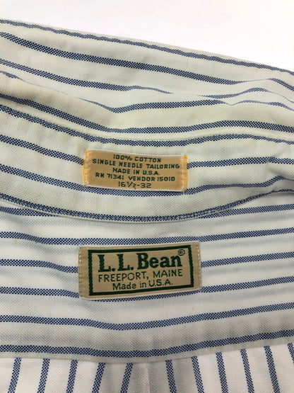 【中古品】【メンズ】 L.L.BEAN エルエルビーン 90'S USA製 L/S BD STRIPE SHIRT 90年代 ボタンダウン ストライプシャツ 長袖シャツ 146-260912-na-28-tagh サイズ：16 1/2 - 32 カラー：ホワイト/ブルー 万代Net店