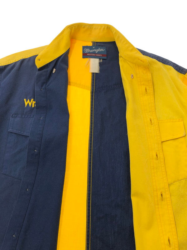 【現状渡し品】【メンズ】 WRANGLER ラングラー WESTERN SHIRTS NAVY YELLOW ウエスタン シャツ 長袖シャツ トップス 146-260909-rt-05-tagh サイズ：M カラー：ネイビー/イエロー 万代Net店