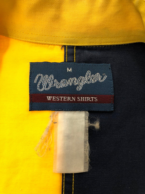 【現状渡し品】【メンズ】 WRANGLER ラングラー WESTERN SHIRTS NAVY YELLOW ウエスタン シャツ 長袖シャツ トップス 146-260909-rt-05-tagh サイズ：M カラー：ネイビー/イエロー 万代Net店