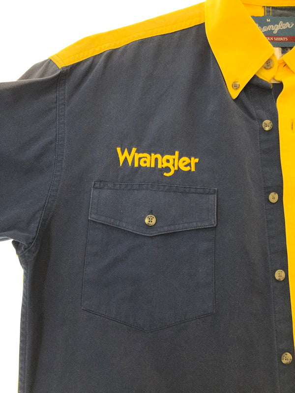 【現状渡し品】【メンズ】 WRANGLER ラングラー WESTERN SHIRTS NAVY YELLOW ウエスタン シャツ 長袖シャツ トップス 146-260909-rt-05-tagh サイズ：M カラー：ネイビー/イエロー 万代Net店