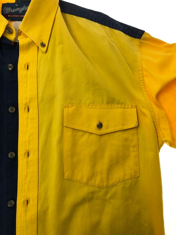 【現状渡し品】【メンズ】 WRANGLER ラングラー WESTERN SHIRTS NAVY YELLOW ウエスタン シャツ 長袖シャツ トップス 146-260909-rt-05-tagh サイズ：M カラー：ネイビー/イエロー 万代Net店