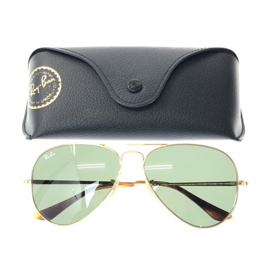 【中古品】【メンズ】 RAY-BAN レイバン AVIATOR METAL II GOLD GREEN RB3689 アヴィエーター メタル 2 サングラス アイウェア アクセサリー 203-260912-rt-19-tagh サイズ：58ロ14 140 カラー：ゴールド/グリーン 万代Net店