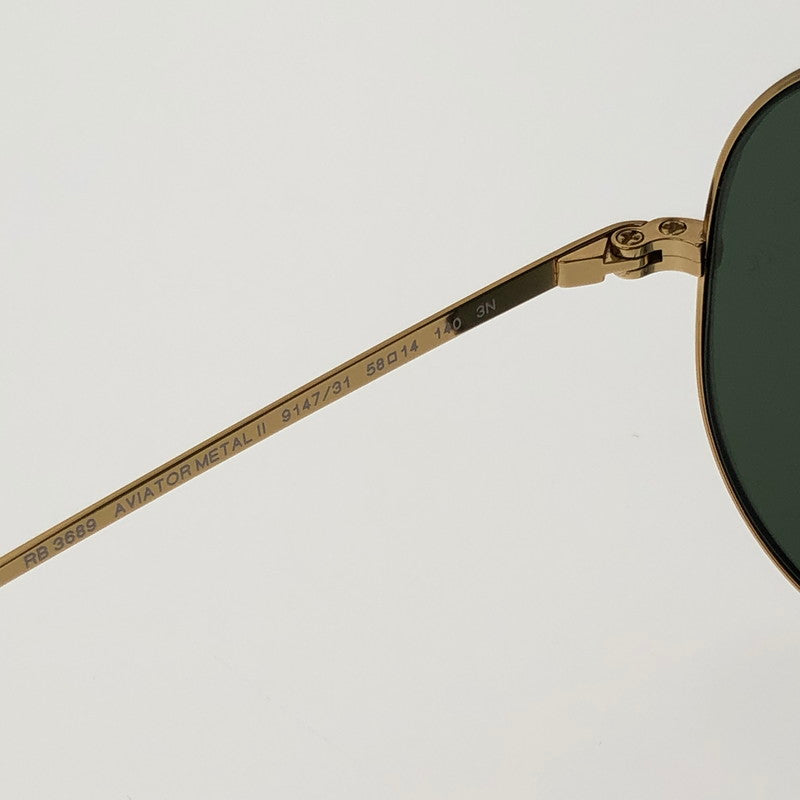 【中古品】【メンズ】 RAY-BAN レイバン AVIATOR METAL II GOLD GREEN RB3689 アヴィエーター メタル 2 サングラス アイウェア アクセサリー 203-260912-rt-19-tagh サイズ：58ロ14 140 カラー：ゴールド/グリーン 万代Net店
