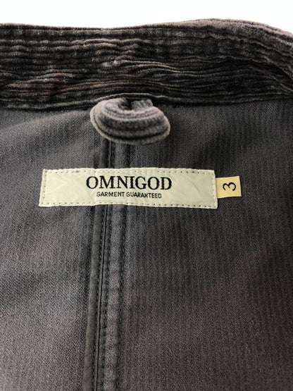 【中古品】【メンズ】 OMNIGOD オムニゴッド 58-181H 9Wコール スタンドカラー レイルウェイ ジャケット アウター 147-260912-na-14-tagh サイズ：3 カラー：グレー系 万代Net店