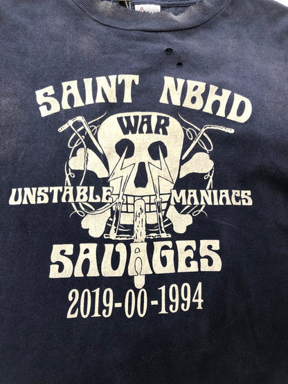 【中古品】【メンズ】 SAINT MICHAEL セントマイケル ×NEIGHBORHOOD ネイバーフッド 25SS SS TEE SAINT NBHD SM-HR8-0000-C71 Tシャツ 半袖Tシャツ 142-260909-na-08-tagh サイズ：XXL カラー：ネイビー 万代Net店