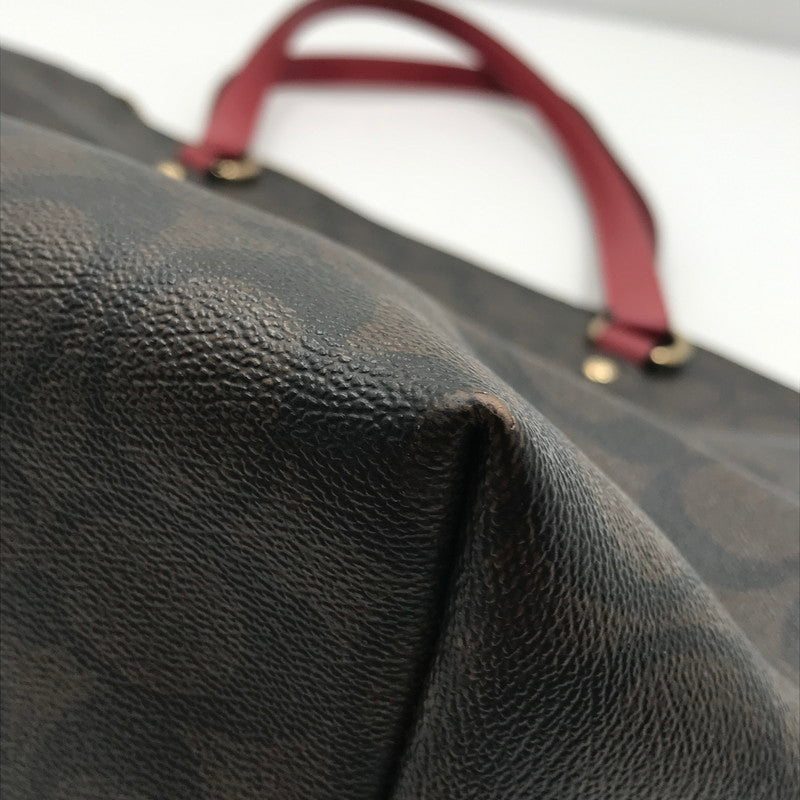 【中古品】【レディース】 COACH コーチ SIGNATURE TOTEBAG 2178-79609 シグネチャー トートバッグ カバン 180-260927-na-09-tagh カラー：ブラウン/レッド 万代Net店