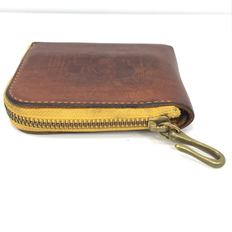 【中古品】【メンズ】 BEERBELLY ビアベリー SMALL ROUND WALLET スモール ラウンド ウォレット 二つ折り財布 200-260915-ki-10-tagh カラー：BROWN 万代Net店