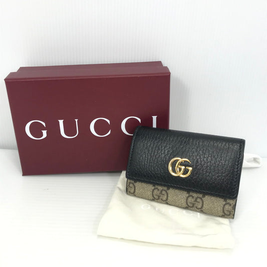 【中古品】【メンズ/レディース】 GUCCI グッチ BI-COLOR GG MARMONT 6KEY CASE 456118 バイカラー ダブルG マーモント 6連キーケース 183-260915-ki-09-tagh カラー：ブラック/ベージュ＆エボニー/ゴールド 万代Net店