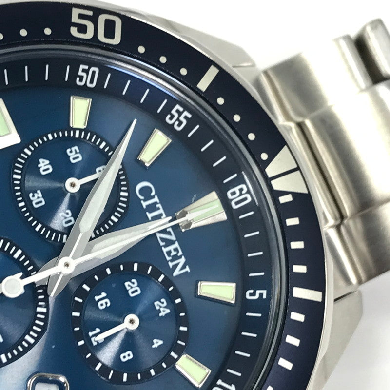 【中古品】【メンズ】 CITIZEN シチズン ECO-DRIVE CHRONOGRAPH BLUE DIAL H500-S064597 エコドライブ クロノグラフ 腕時計 時計 197-260915-ki-04-tagh カラー：シルバー/ネイビー 万代Net店