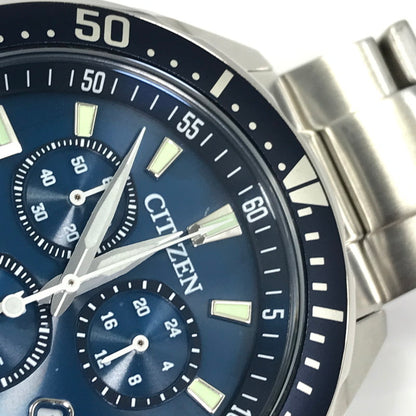 【中古品】【メンズ】 CITIZEN シチズン ECO-DRIVE CHRONOGRAPH BLUE DIAL H500-S064597 エコドライブ クロノグラフ 腕時計 時計 197-260915-ki-04-tagh カラー：シルバー/ネイビー 万代Net店