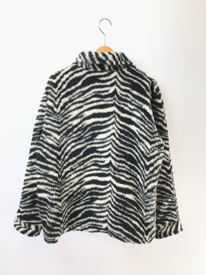 【現状渡し品】【メンズ】 STYLE EYES スタイル アイズ ZEBRA PATTERN FLEECE JACKET BLACK WHITE SE14506 ゼブラ パターン フリース ジャケット アウター 145-260917-rt-17-tagh サイズ：40 カラー：ブラック/ホワイト 万代Net店