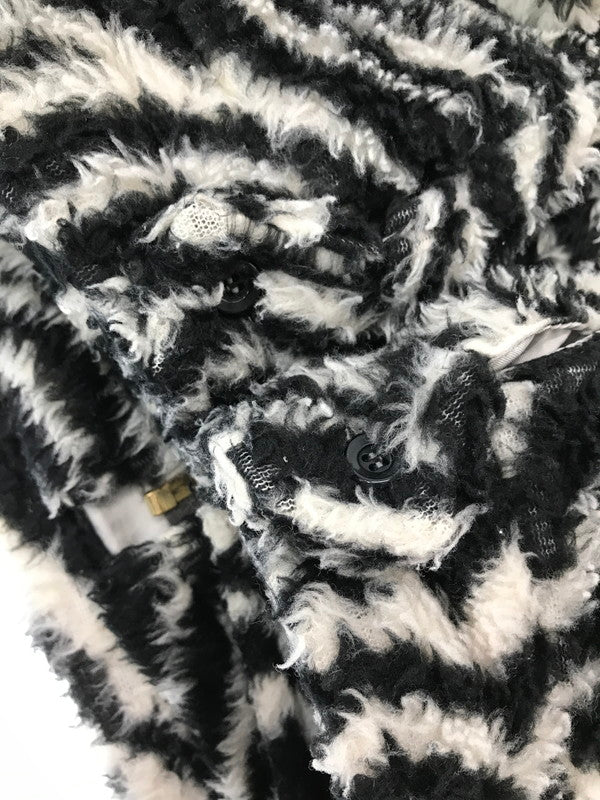 【現状渡し品】【メンズ】 STYLE EYES スタイル アイズ ZEBRA PATTERN FLEECE JACKET BLACK WHITE SE14506 ゼブラ パターン フリース ジャケット アウター 145-260917-rt-17-tagh サイズ：40 カラー：ブラック/ホワイト 万代Net店
