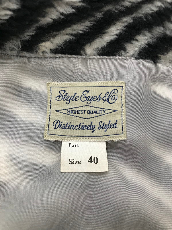 【現状渡し品】【メンズ】 STYLE EYES スタイル アイズ ZEBRA PATTERN FLEECE JACKET BLACK WHITE SE14506 ゼブラ パターン フリース ジャケット アウター 145-260917-rt-17-tagh サイズ：40 カラー：ブラック/ホワイト 万代Net店