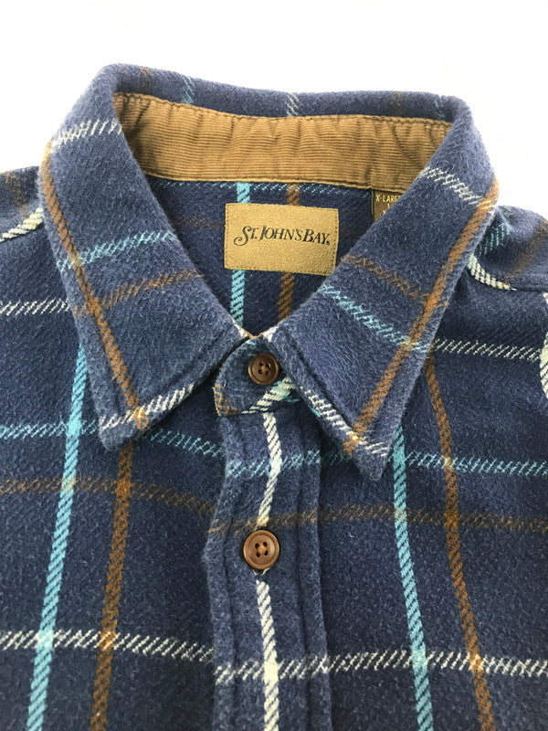【中古品】【メンズ】 ST.JOHN'S BAY セント ジョンズ ベイ 90～00's FLANNEL SHIRT BLUE 90年代～2000年代 フランネル シャツ トップス ライトアウター 146-260917-rt-07-tagh サイズ：XL カラー：ブルー 万代Net店