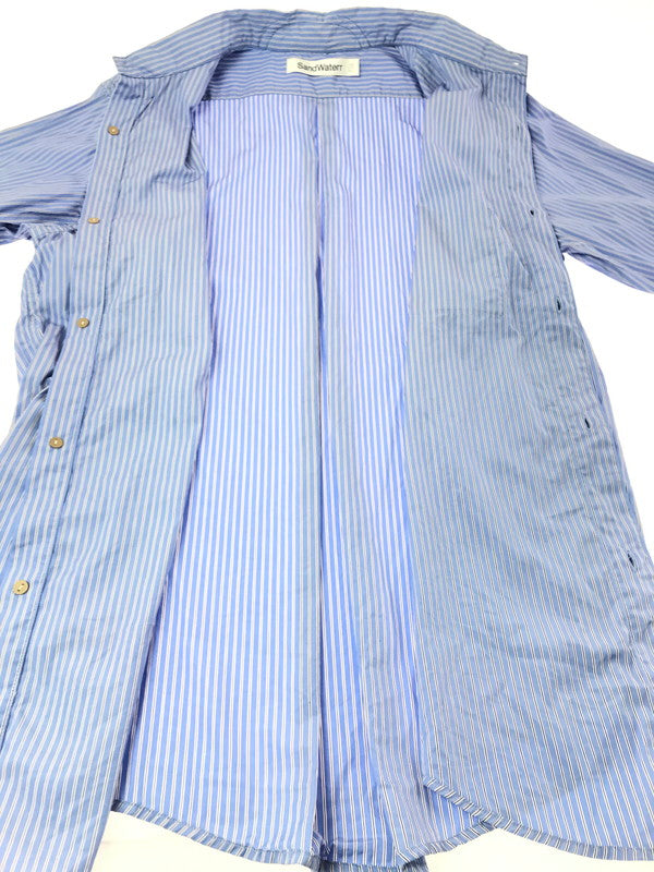 【中古品】【メンズ】 SANDWATERR サンドウォーター 25SS COTTON BROAD STRIPE RESEARCHED B.D.SHIRT SW-S0651 コットン ブロード ストライプ シャツ4 140-260917-rt-06-tagh サイズ：3 カラー：ブルー 万代Net店