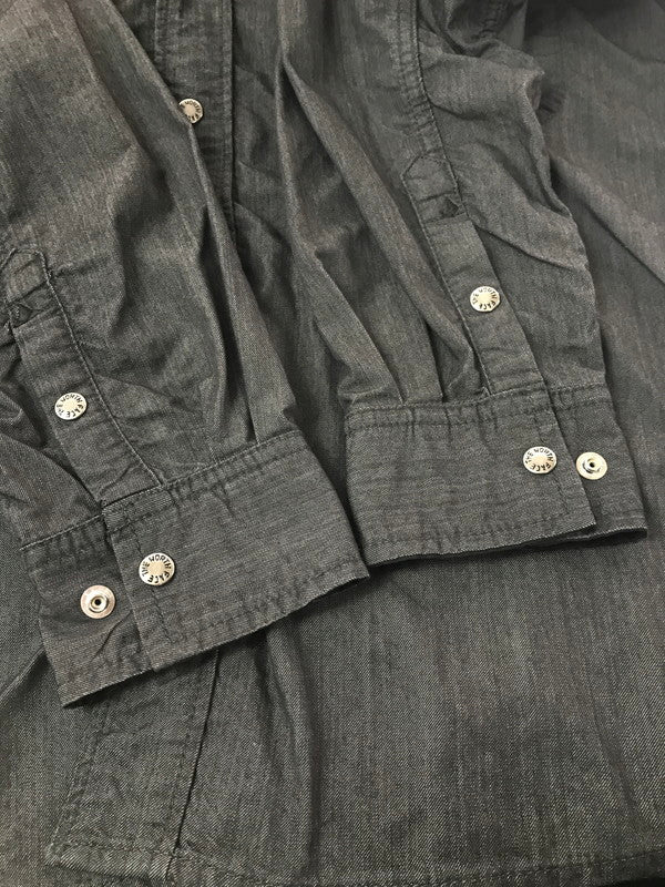 【中古品】【メンズ】 THE NORTH FACE ザ・ノースフェイス L/S NYLON DENIM NUPTSE SHIRT NR72130 ナイロン デニム ヌプシ シャツ 長袖シャツ トップス 144-260917-rt-05-tagh サイズ：L カラー：ブラック 万代Net店