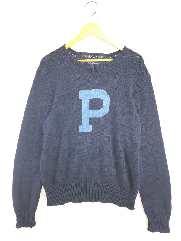 【中古品】【メンズ】 POLO RALPH LAUREN ポロ・ラルフローレン COTTON LINEN KNIT SWEATER NAVY コットン リネン ニット セーター トップス 146-260917-rt-08-tagh サイズ：XL カラー：ネイビー 万代Net店