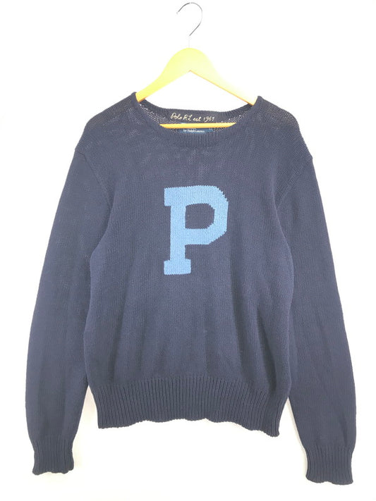 【中古品】【メンズ】 POLO RALPH LAUREN ポロ・ラルフローレン COTTON LINEN KNIT SWEATER NAVY コットン リネン ニット セーター トップス 146-260917-rt-08-tagh サイズ：XL カラー：ネイビー 万代Net店