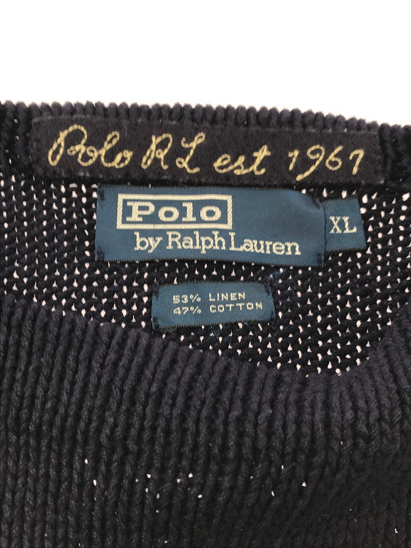 【中古品】【メンズ】 POLO RALPH LAUREN ポロ・ラルフローレン COTTON LINEN KNIT SWEATER NAVY コットン リネン ニット セーター トップス 146-260917-rt-08-tagh サイズ：XL カラー：ネイビー 万代Net店