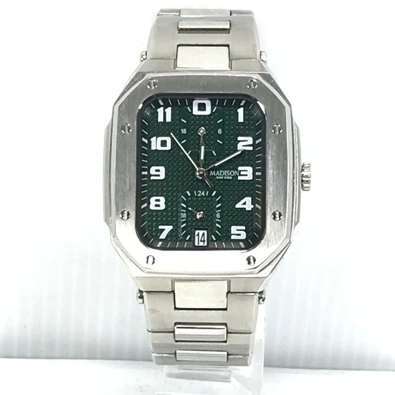 【中古品】【メンズ】 MADISON NEW YORK マディソン ニューヨーク FIFTH AVENUE WATCH MA011012 フィフス・アベニュー ウォッチ 腕時計 時計 197-260915-ki-06-tagh カラー：SILVER GREEN 万代Net店