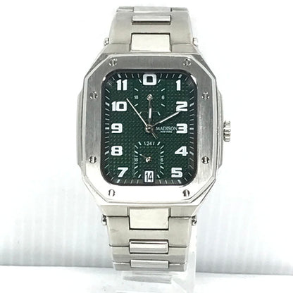 【中古品】【メンズ】 MADISON NEW YORK マディソン ニューヨーク FIFTH AVENUE WATCH MA011012 フィフス・アベニュー ウォッチ 腕時計 時計 197-260915-ki-06-tagh カラー：SILVER GREEN 万代Net店