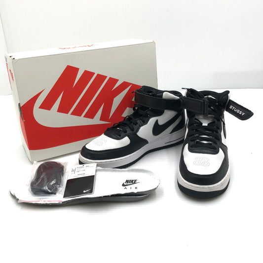 【中古品】【メンズ】 NIKE ナイキ × STUSSY ステューシー AIR FORCE 1 MID BLACK AND LIGHT BONE DJ7840-002 エア フォース 1 スニーカー 靴 160-260919-rt-01-tagh サイズ：27.5cm US9.5 カラー：BLACK/BLACK-WHITE 万代Net店