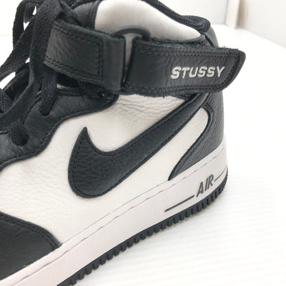 【中古品】【メンズ】 NIKE ナイキ × STUSSY ステューシー AIR FORCE 1 MID BLACK AND LIGHT BONE DJ7840-002 エア フォース 1 スニーカー 靴 160-260919-rt-01-tagh サイズ：27.5cm US9.5 カラー：BLACK/BLACK-WHITE 万代Net店