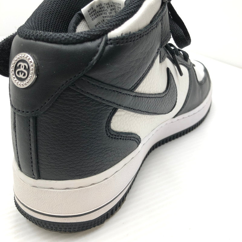 【中古品】【メンズ】 NIKE ナイキ × STUSSY ステューシー AIR FORCE 1 MID BLACK AND LIGHT BONE DJ7840-002 エア フォース 1 スニーカー 靴 160-260919-rt-01-tagh サイズ：27.5cm US9.5 カラー：BLACK/BLACK-WHITE 万代Net店