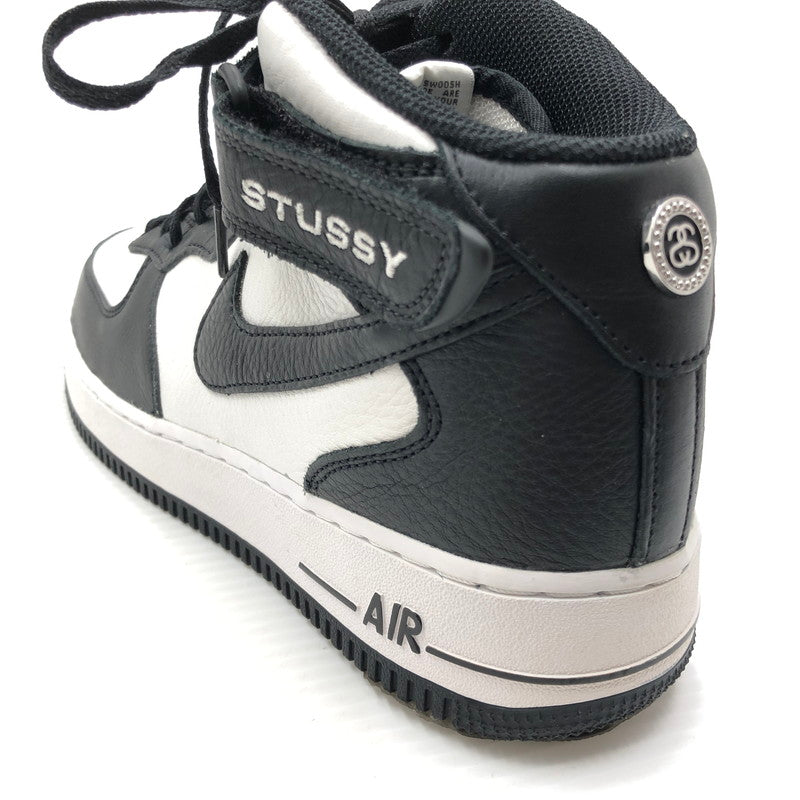 【中古品】【メンズ】 NIKE ナイキ × STUSSY ステューシー AIR FORCE 1 MID BLACK AND LIGHT BONE DJ7840-002 エア フォース 1 スニーカー 靴 160-260919-rt-01-tagh サイズ：27.5cm US9.5 カラー：BLACK/BLACK-WHITE 万代Net店
