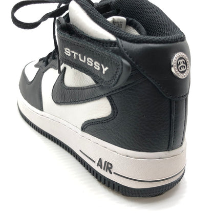 【中古品】【メンズ】 NIKE ナイキ × STUSSY ステューシー AIR FORCE 1 MID BLACK AND LIGHT BONE DJ7840-002 エア フォース 1 スニーカー 靴 160-260919-rt-01-tagh サイズ：27.5cm US9.5 カラー：BLACK/BLACK-WHITE 万代Net店