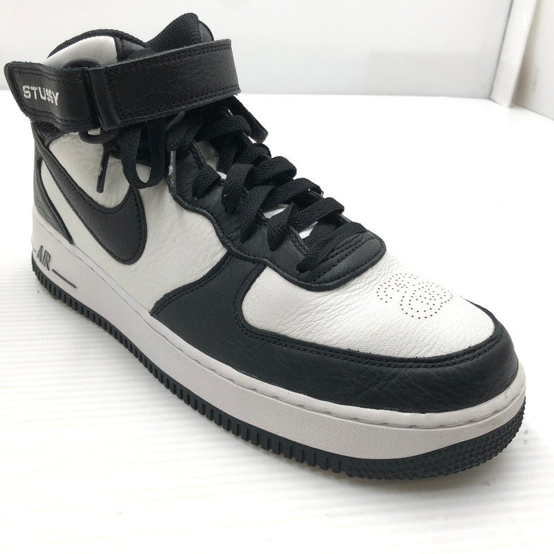 【中古品】【メンズ】 NIKE ナイキ × STUSSY ステューシー AIR FORCE 1 MID BLACK AND LIGHT BONE DJ7840-002 エア フォース 1 スニーカー 靴 160-260919-rt-01-tagh サイズ：27.5cm US9.5 カラー：BLACK/BLACK-WHITE 万代Net店