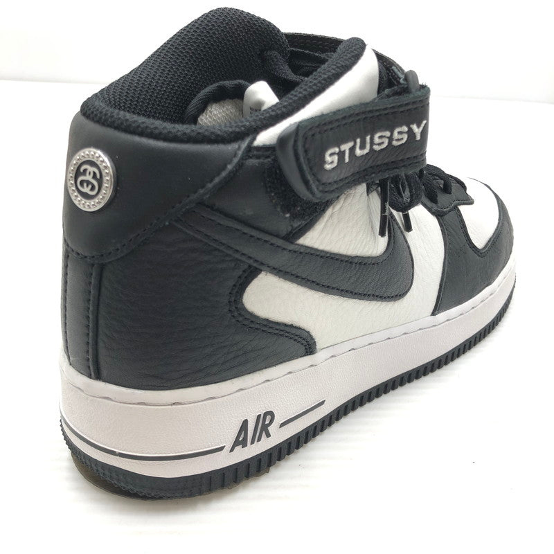 【中古品】【メンズ】 NIKE ナイキ × STUSSY ステューシー AIR FORCE 1 MID BLACK AND LIGHT BONE DJ7840-002 エア フォース 1 スニーカー 靴 160-260919-rt-01-tagh サイズ：27.5cm US9.5 カラー：BLACK/BLACK-WHITE 万代Net店