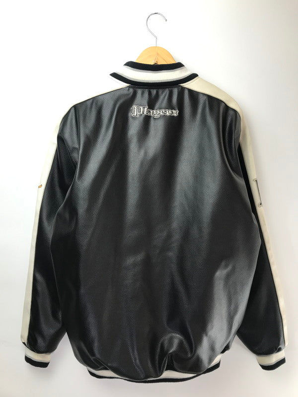 【現状渡し品】【メンズ】 PLAYERZ69 プレイヤーズ69 LETHER STUDIUM JACKET レザー スタジアム ジャケット スタジャン アウター 146-260921-na-03-tagh サイズ：XL カラー：ブラック 万代Net店