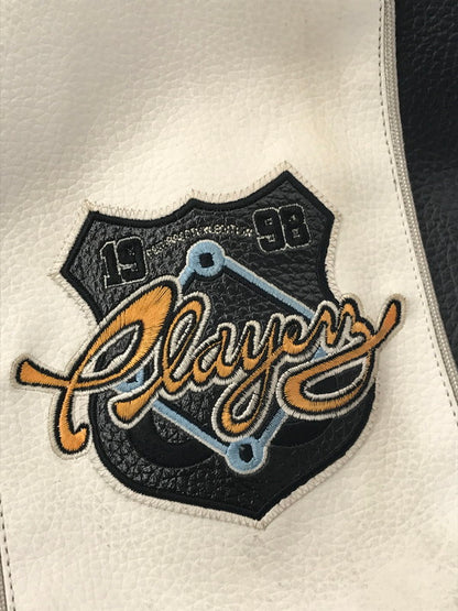 【現状渡し品】【メンズ】 PLAYERZ69 プレイヤーズ69 LETHER STUDIUM JACKET レザー スタジアム ジャケット スタジャン アウター 146-260921-na-03-tagh サイズ：XL カラー：ブラック 万代Net店