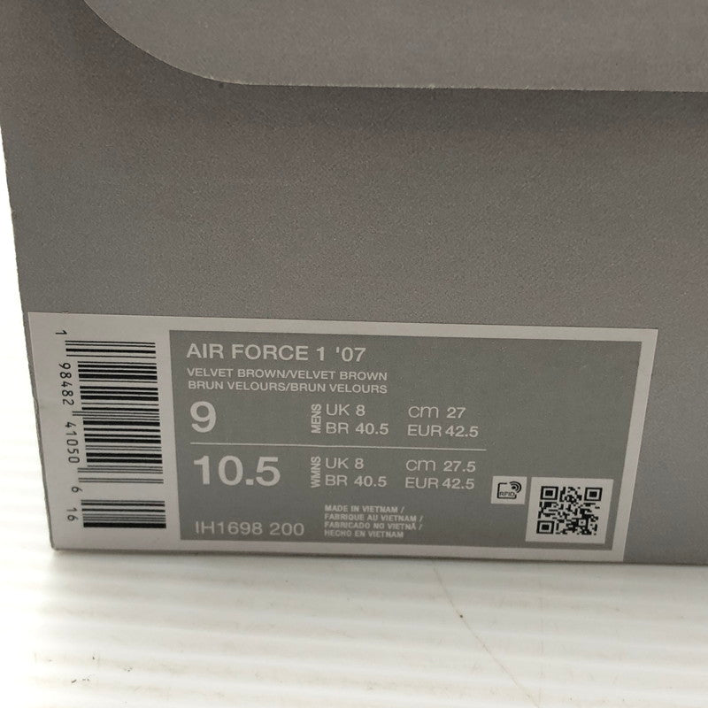 【中古美品】【メンズ】 NIKE ナイキ AIR FORCE 1 LOW '07 VELVET BROWN IH1698-200 エア フォース 1 ロー 07 スニーカー 靴 160-260919-rt-03-tagh サイズ：27cm US9 カラー：VELVET BROWN/VELVET BROWN 万代Net店
