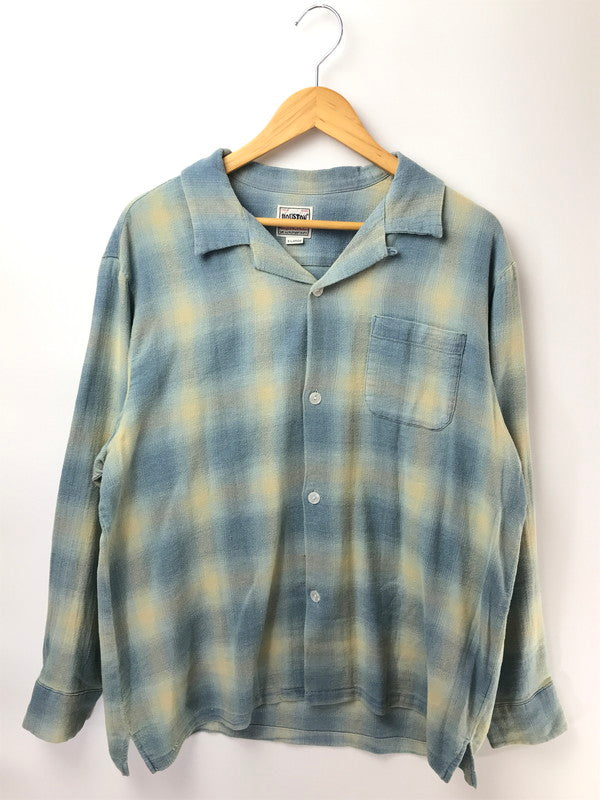 【中古品】【メンズ】 HOUSTON ヒューストン INDIGO HERRINGBONE OMBRE CHECK SHIRT 41164 インディゴ ヘリンボーン オンブレー チェックシャツ 長袖シャツ 145-260919-na-05-tagh サイズ：XL カラー：VINTAGE WASH 万代Net店